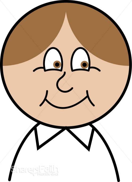Cartoon Face with Brown Hair