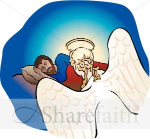 Angel talking to Joseph in a Dream About Mary