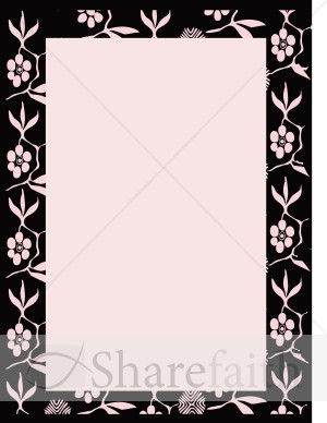 Pink on Black Floral Border