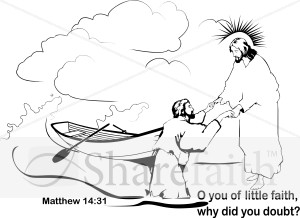 Peter Lacks Faith Clipart
