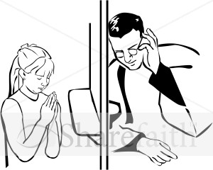 Girl Confessing to a Priest
