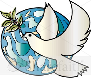 Dove Over Earth with Olive Branch