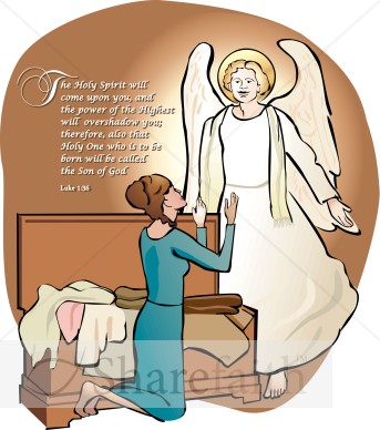 Mary and the Angel Gabriel Word Art