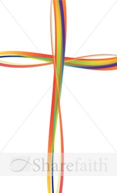 Rainbow Lines Cross Clipart
