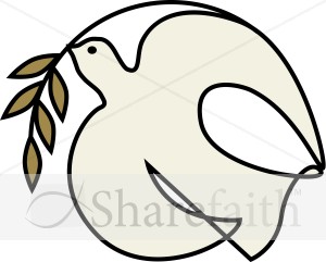 Off White Dove with Olive Branch