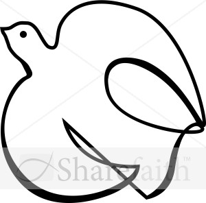 Black and White Ascending Dove Clipart