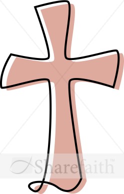 Flowing Cross Clipart in Peach