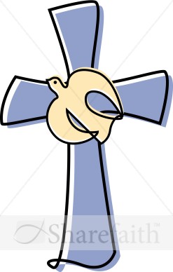 Lavendar Cross with a Dove Clipart