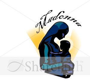 The Madonna and Baby Jesus Word Art