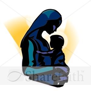 The Madonna Holding Baby Jesus Clipart