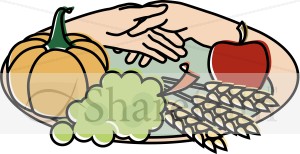 Harvest Plate with Hands Clipart