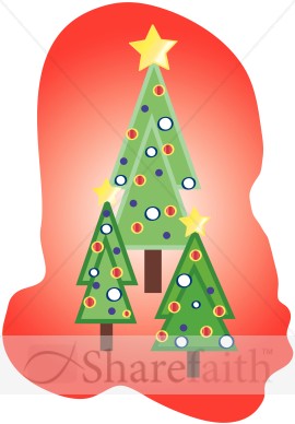 Three Christmas Trees Clipart