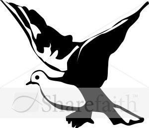 Winged Black and White Dove Clipart