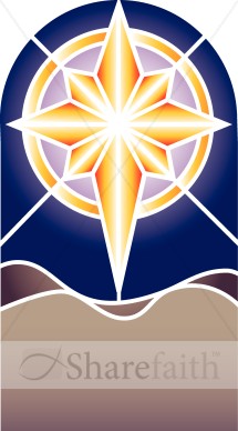 Nativity Star Stained Glass Clipart