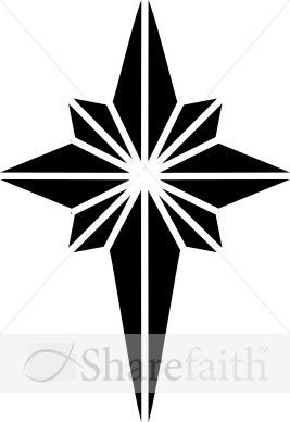 Black and White Nativity Star Clipart