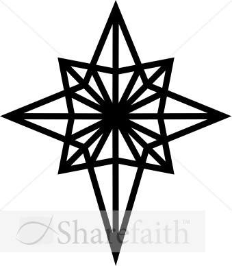 black stars clipart. Black and White Epiphany Star