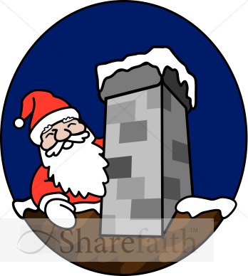 Santa and the Chimney Clipart