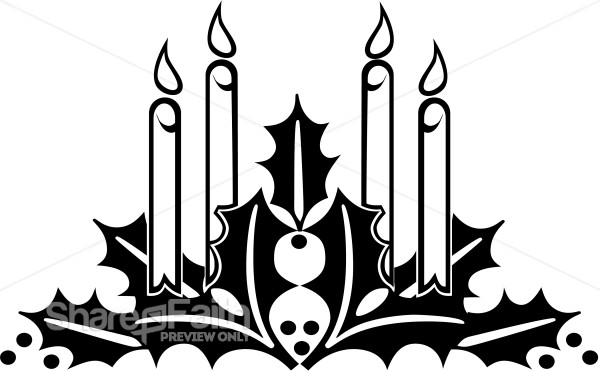 Advent Wreath and Candles in Black and White