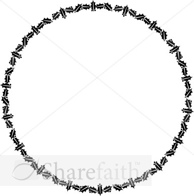 Circular Holly Border in Black and White