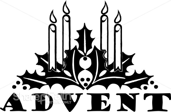 Black and White Advent Word Art