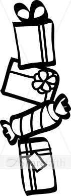 Row of Presents in black and White