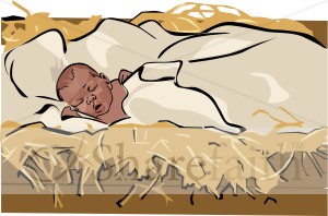 African American Baby Jesus in a Manger