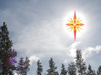 Red and Gold Nativity Star Photograph