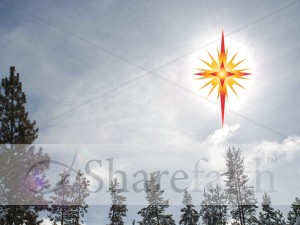 Red and Gold Nativity Star Photograph