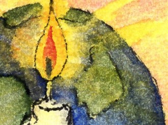 Watercolor Candle Aflame Religous Photo