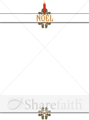 Noel with Candle and Holly Border