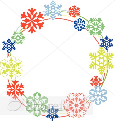 Colored Snowflakes Circle Border