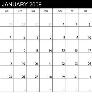 Calendar January 2009