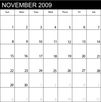 Calendar November 2009