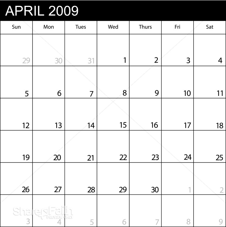 Calendar April 2009