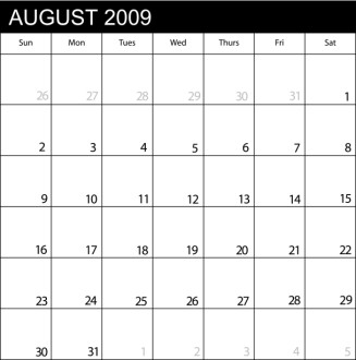 Calendar August 2009