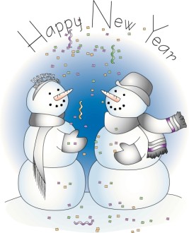 Snowman Couple Throwing Confettie