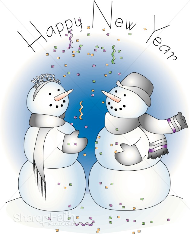 Snowman Couple Throwing Confettie