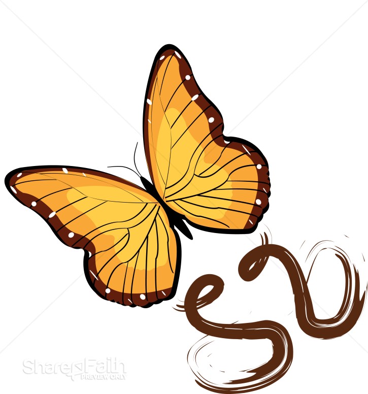 Flying Golden Butterfly