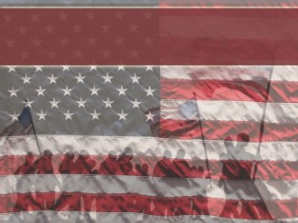 Flag with Marchers