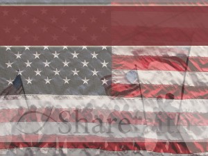 Flag with Marchers