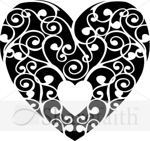 Heart clipart black and white