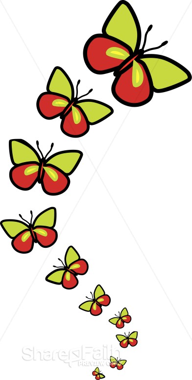 Row of Cute Butterflies