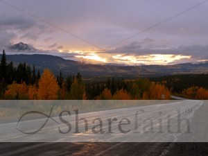 Icy Road with Rays of Light