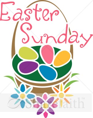 Easter Basket with Colored Easter Eggs