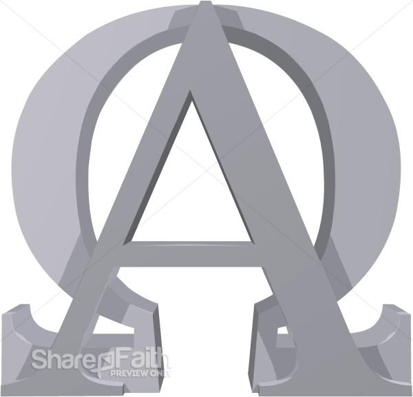 Grey Alpha and Omega Sign