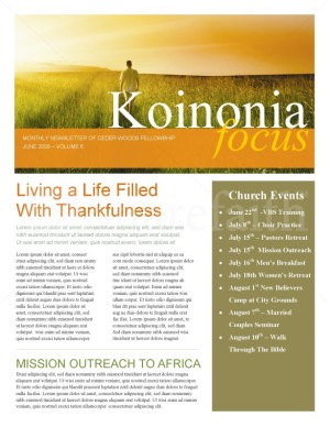 Walking In The Field Church Newsletter
