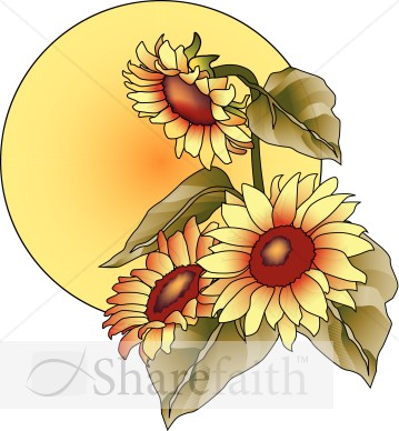 Sun with Sunflowers Clipart