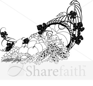 Cornucopia Black and White Clipart