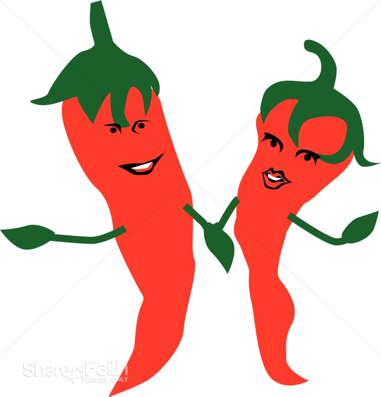 holding hand clipart. Hot Peppers Holding Hands