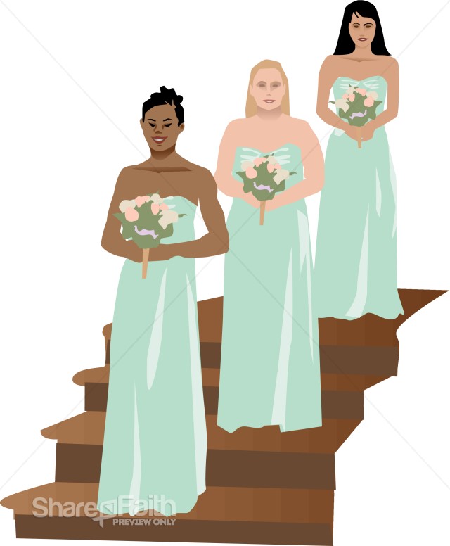 Bridesmaids Stand at the Sides of the Altar